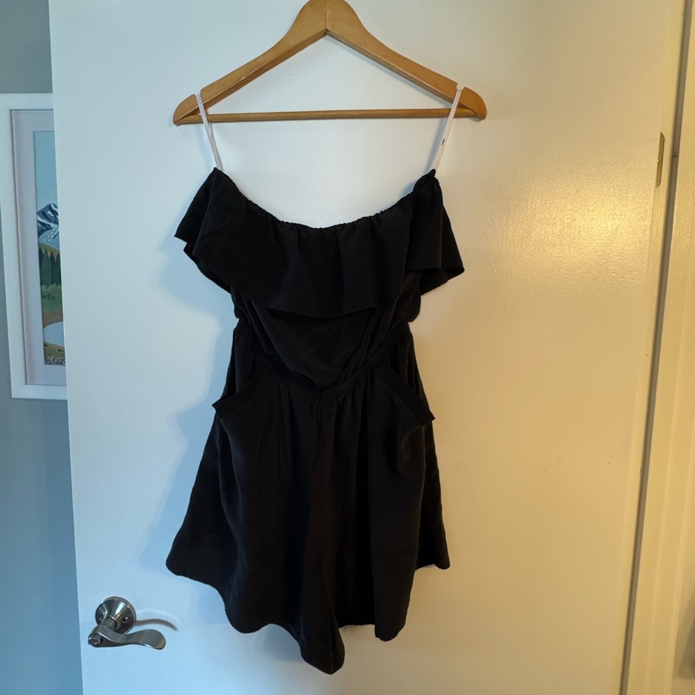 Wilfred Black Silk Ruffle Romper